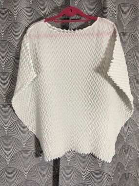 Textured White Pleated Oversized Top